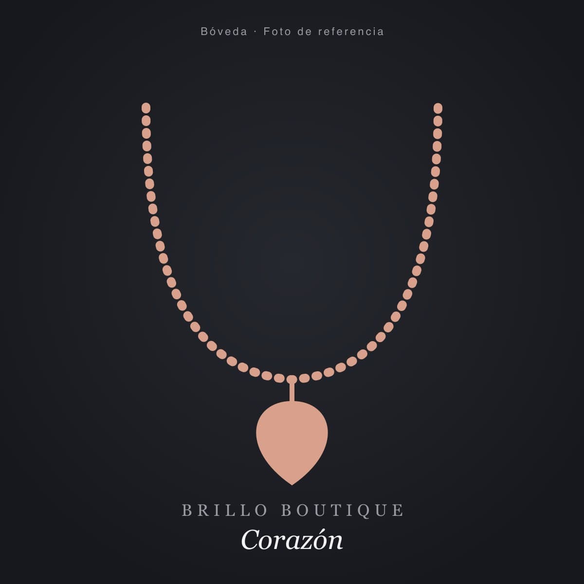 Cadena con dije de corazón oro rosa 18K